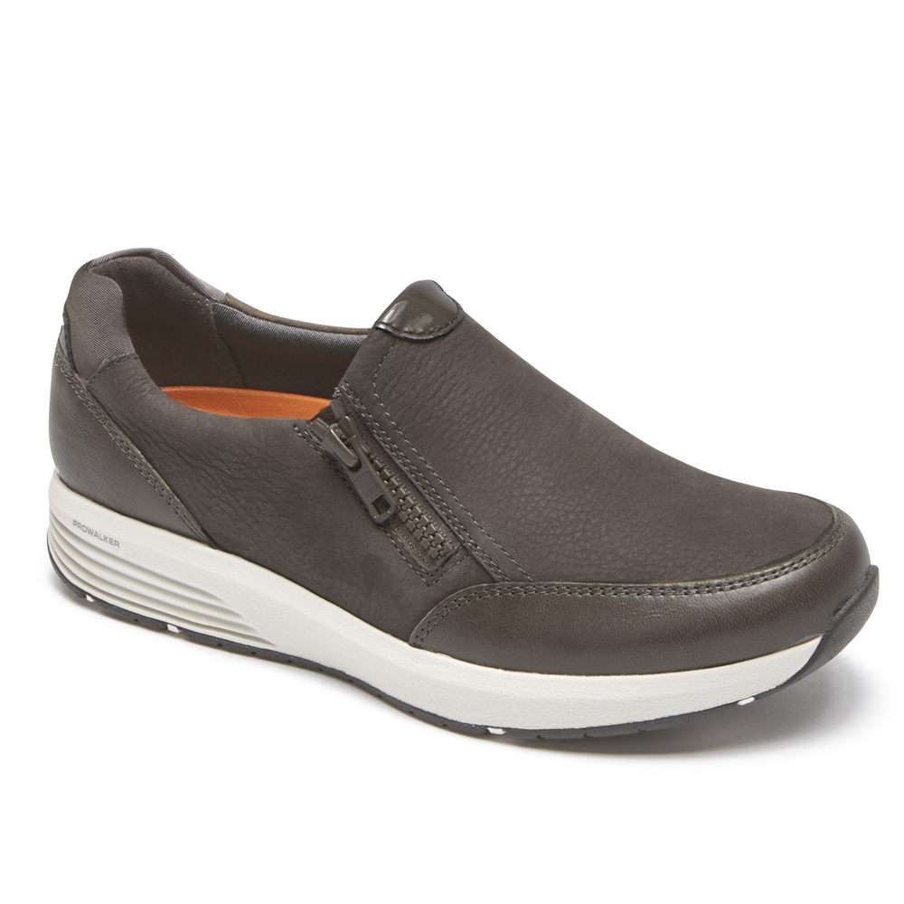 Rockport Slip-On For Womens Dark Grey - Trustride Side Zip - YE2408157